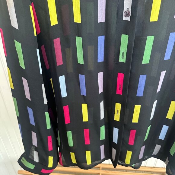 Jones New York 100% Silk Colorful Geometric Print Button-Up Blouse Size 14 - Picture 6 of 6